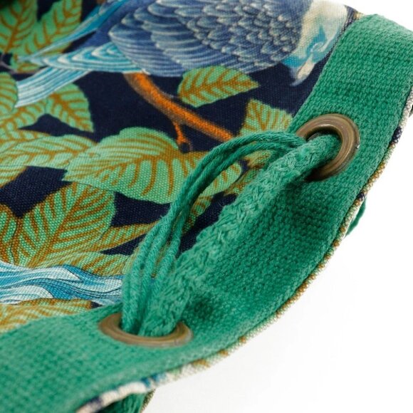 HERMES One Belt Shoulder Bag Botanical Pattern Bird Pattern vintage Green - Picture 11 of 15